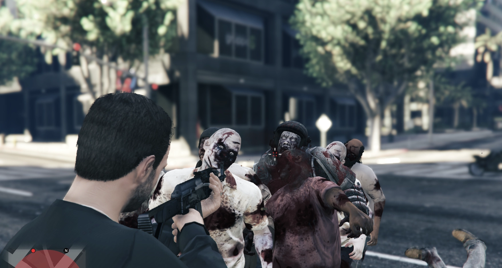 Fighting zombie horde